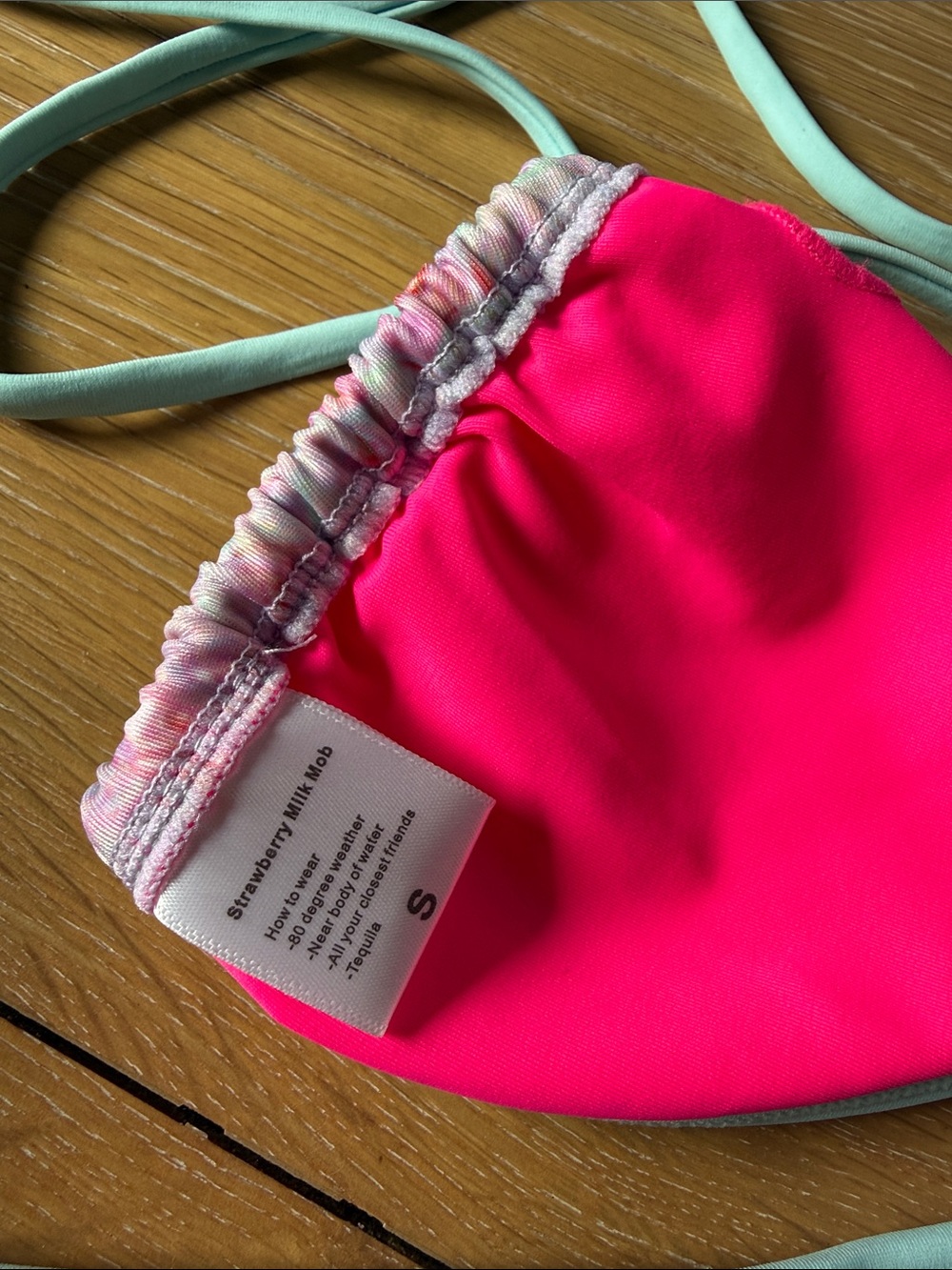 Strawberry Milk Mob Pink & Mint Tie-String Bikini Set - Picture 3 of 3